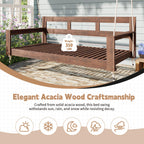 Acacia Wood Porch Swing Daybed Frame for Outdoor Relaxation.