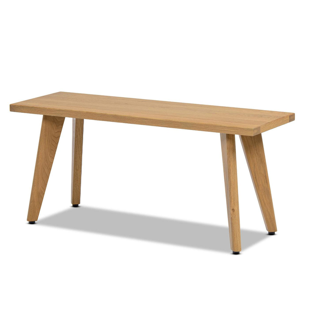 Capri 41.5' Solid Red Oak Wood Bench, Natural Brown Red Oak.