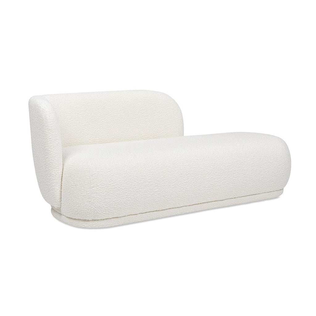 Aire 75' Modern Chaise Lounge in White Boucle.