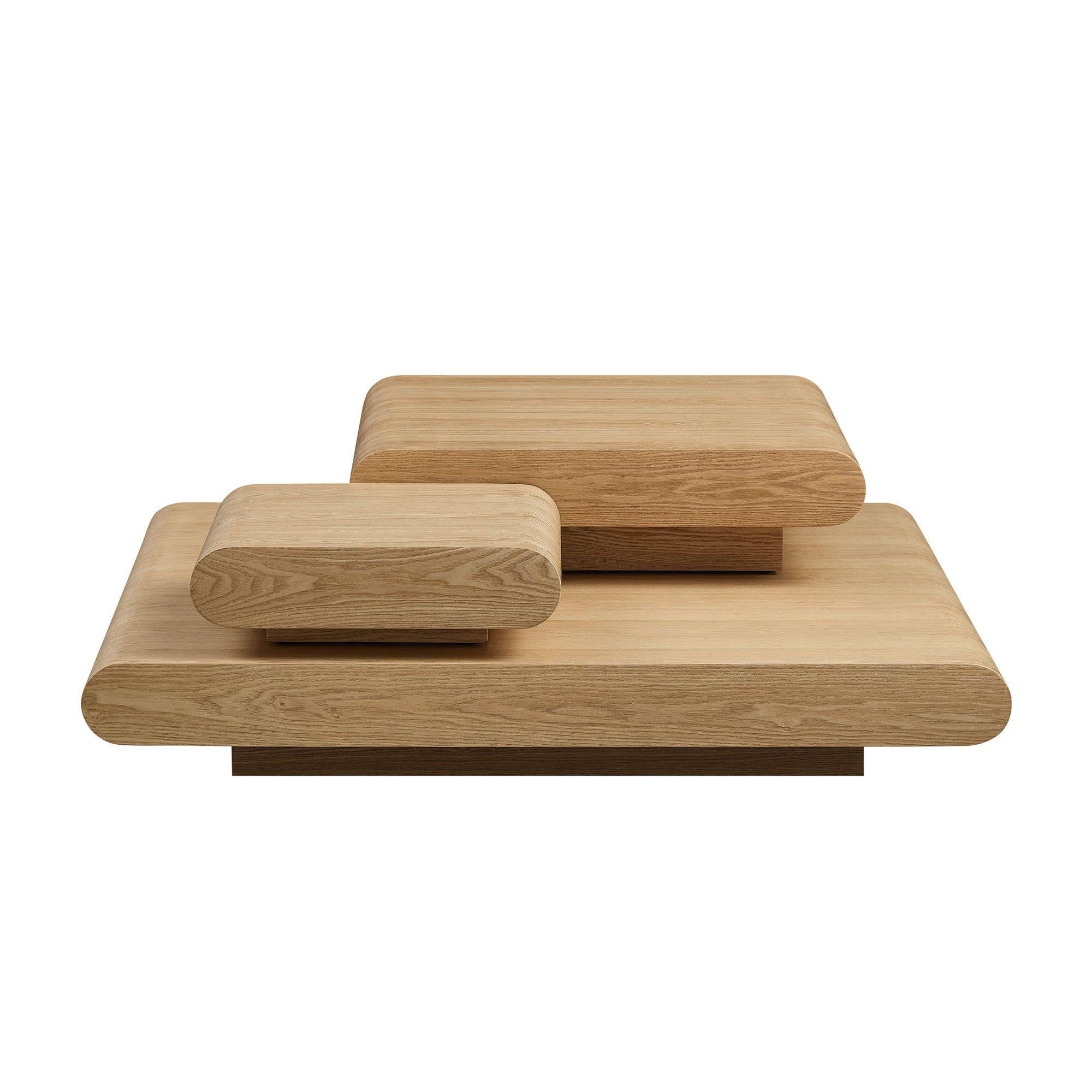 3-Piece Modular Stacking Coffee Table with Natural Look.