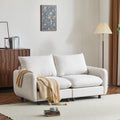 69 in. 2-Seats Modular Sectional Sofa Corner Chair Sofa Couch in white with plush cushions, styled in a modern living room with wood accents.