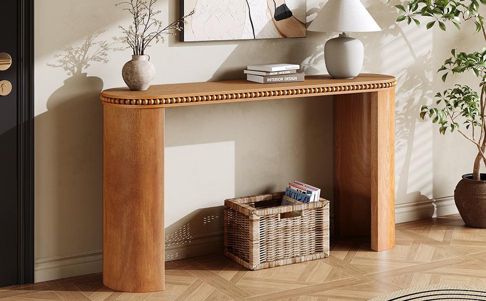 Vintage Beaded Console Table with Reversible Curved Legs.