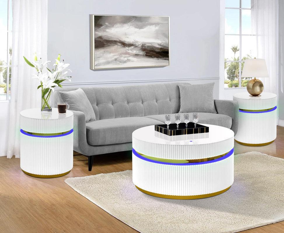 Tivoli 3-Piece LED Coffee Table Set with Glass Top.