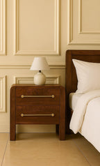 Solid Wood Copenhagen 2-Drawer Nightstand in Smoked Oak,Brown