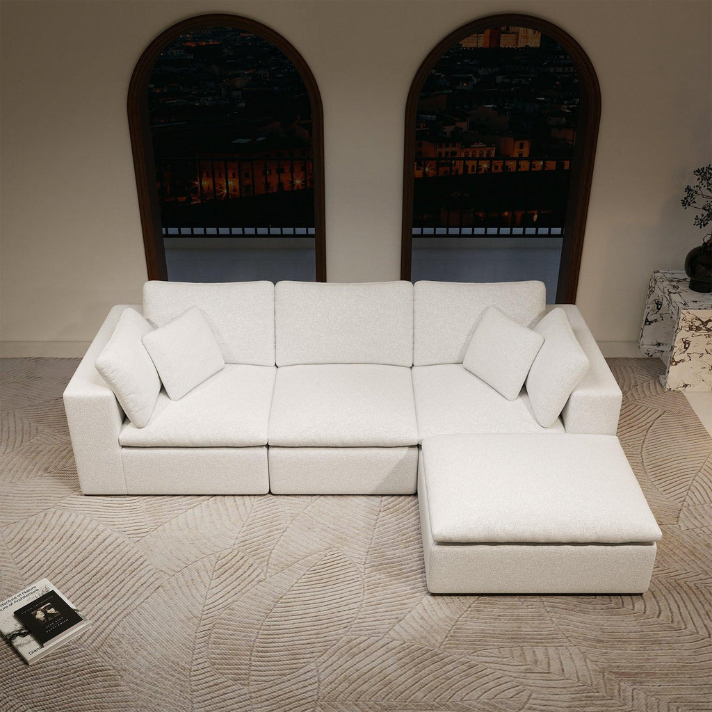 Modular Sectional Sofa - White Plush Corduroy.