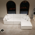 Modular Sectional Sofa - White Plush Corduroy.