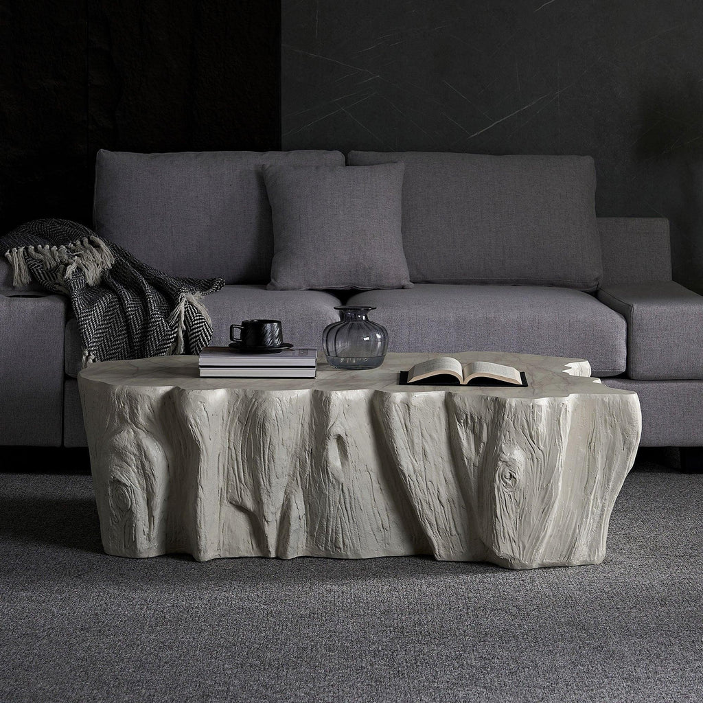 Sturdy Unique Shape Coffee Table - Beige Fiberglass Design.