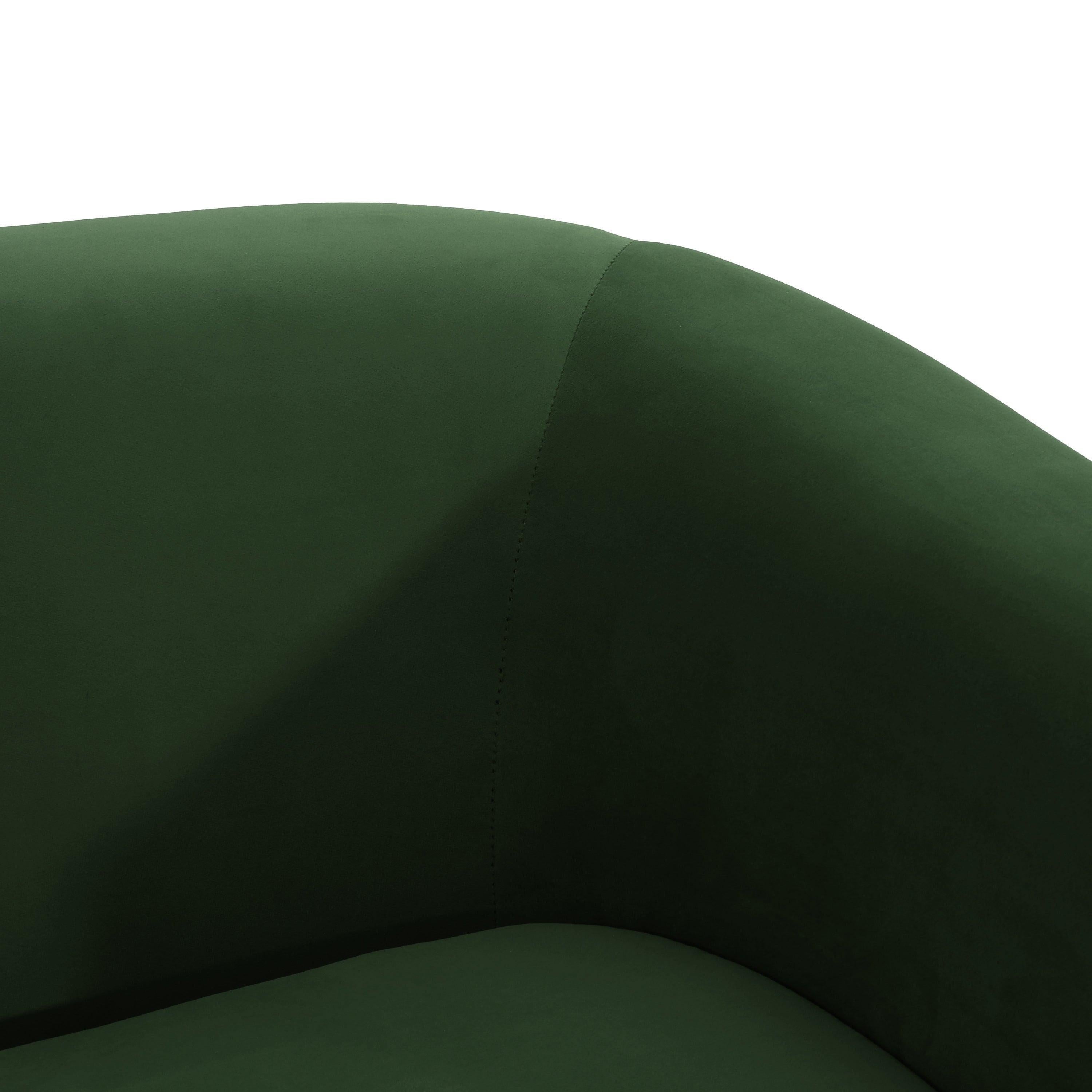 Retro Green Velvet Loveseat with Modern Design.