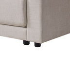 Detail of L-Shaped sectional sofa’s sturdy base and short black legs, showcasing its durable construction and modern design.