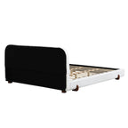 California King White Fabric Upholstered Bed Frame.