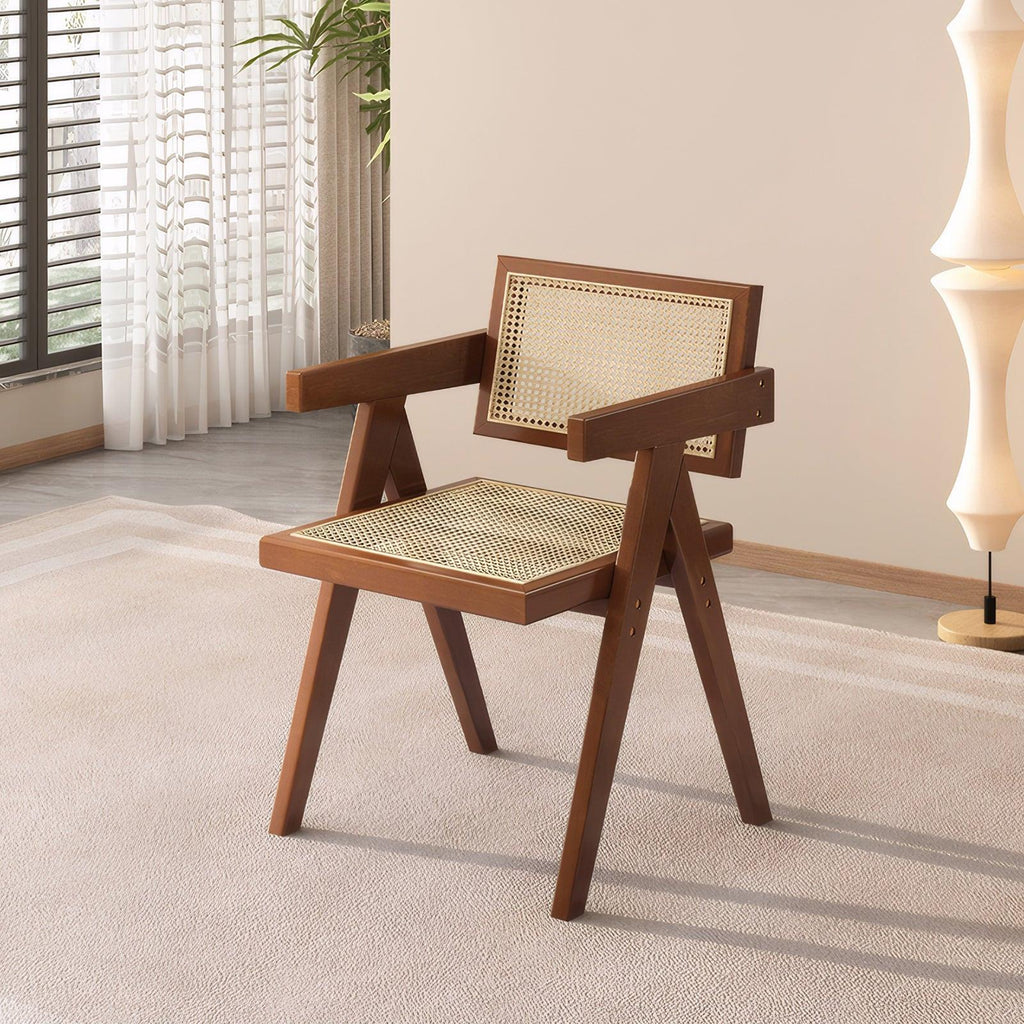 Mid Century Dining Chair - Rattan Accent Armchairs.