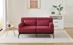 Modern Loveseat Sofa 59' Sofa Couch 2-Seater with USB Ports, Unique Cylindrical Armrests, Red Chenille
