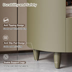 Modern Round Nightstand with Storage Drawer & Shelf.