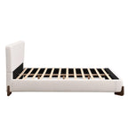 White Upholstered Queen Bed with Solid Wood Legs.