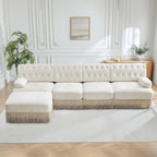 Beige Velvet Chesterfield Sofa for Living Rooms & Bedrooms.