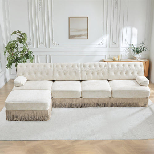 Beige Velvet Chesterfield Sofa for Living Rooms & Bedrooms.