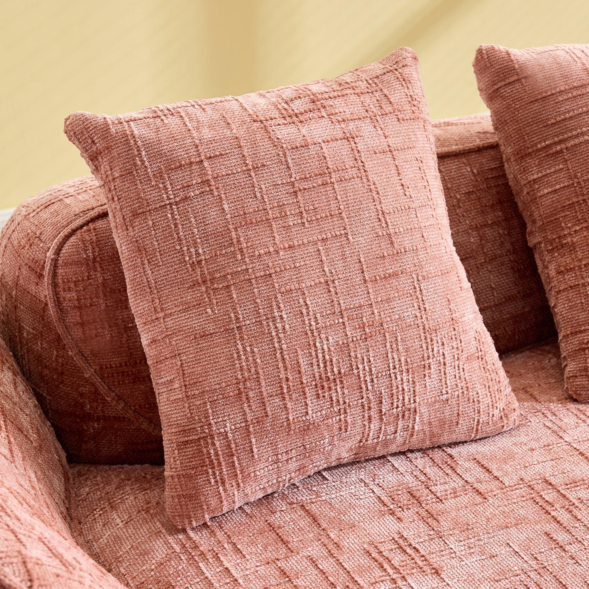 Pink Chenille L-Shaped Sofa Perfect for Living Room.