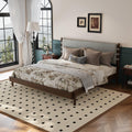 King Bed Frame with Headboard - Rubber Wood Platform Design.