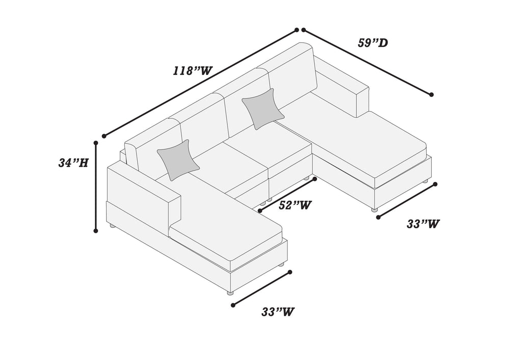 Dark Gray U-Shaped Sectional Set for Comfortable Living Space.