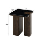 Dana Marble Top End Table - Marble Top | Durable Design, featuring 16x16x20 inch dimensions and a unique walnut and marble combination.