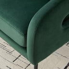 Modern Upholstered Velvet Loveseat Settee with Pillows, Comfy 2-Seater Mini Sofa for Small Spaces, Metal Legs, Green