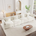4-Seater Modular Chenille Sofa in Crisp White with Solid Wood Frame