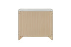 Back view of Jehoram Beige Nightstand - Synthetic Wood, highlighting panel construction and clean finish.