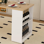 Expandable Kitchen Island with Dining Table & Power Outlet.