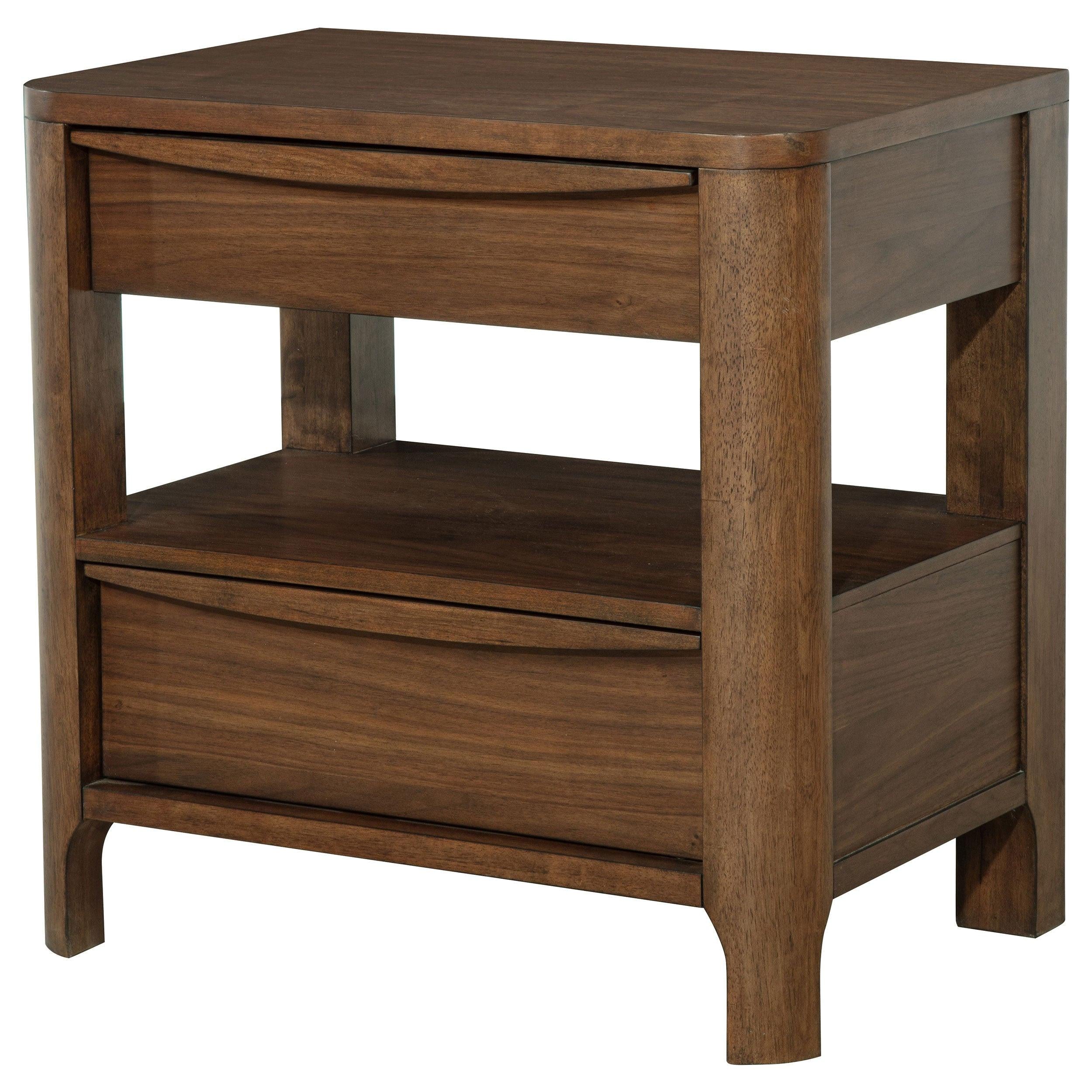 Walnut Nightstand with Hidden Storage - Verona Style.