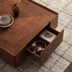 Square Walnut Coffee Table for Living Room.