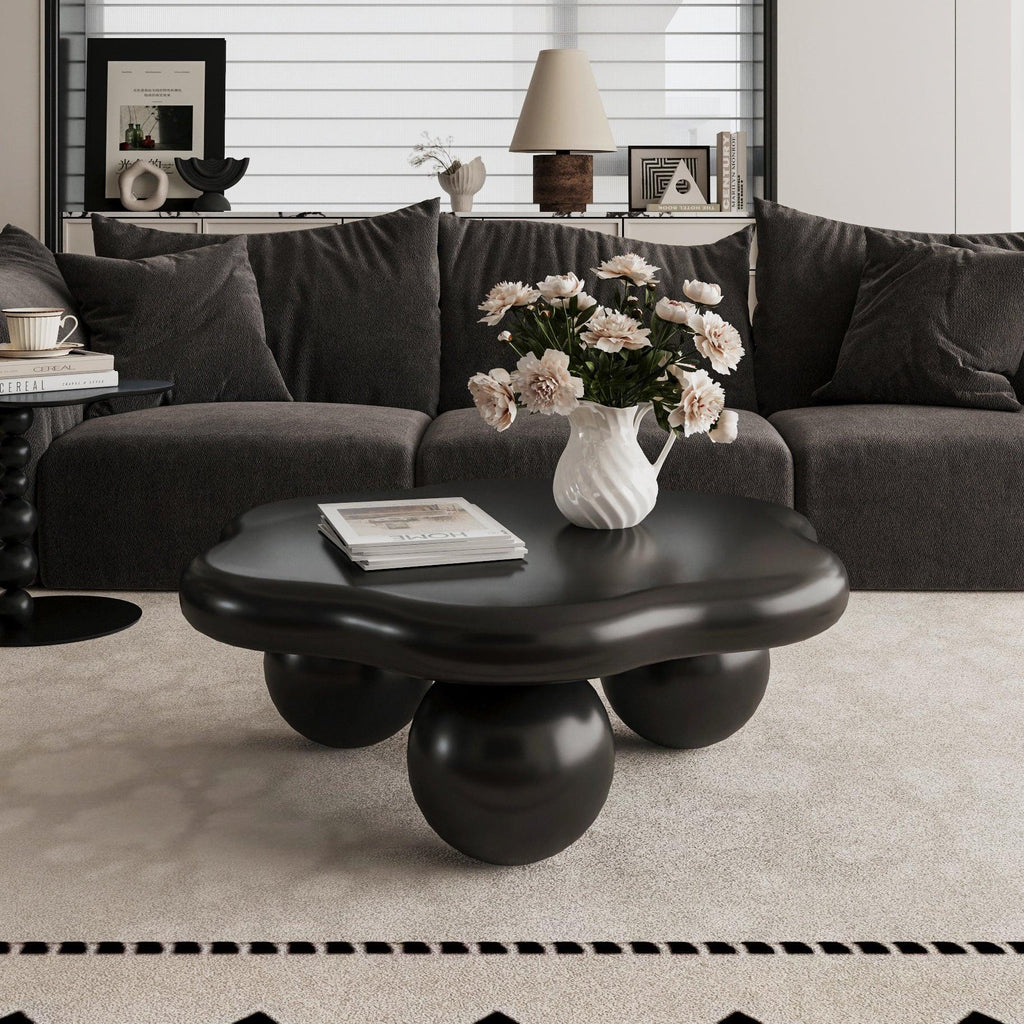 Black Cloud Shaped Coffee Table - Space Saving Design.
