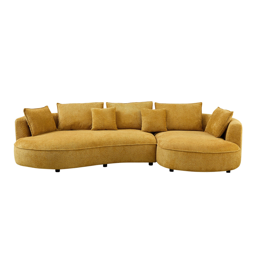 Oversized 5-Seater Boucle Sectional Sofa with Right Facing Chaise