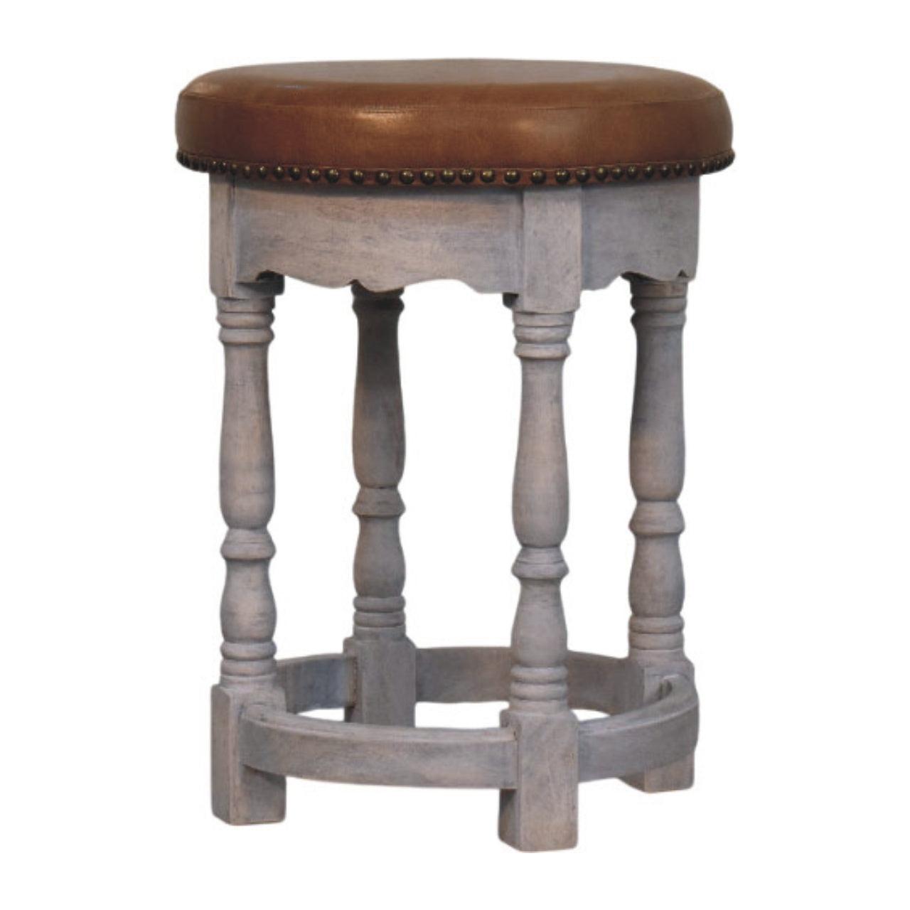 Solid Wood Rustic Charm Stool for Dining Room Use.