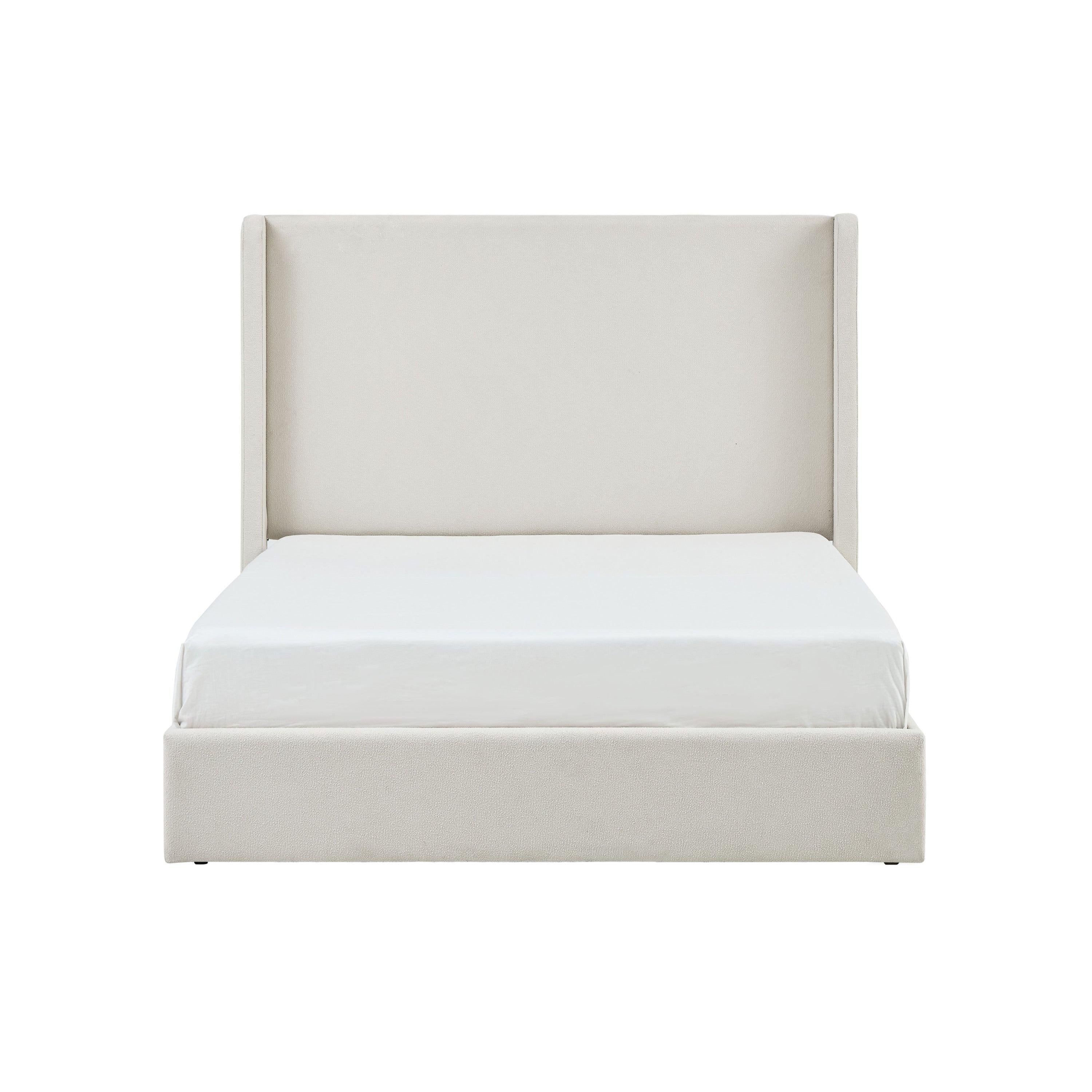 Carmen Wingback Bed Frame in Ivory Boucle - King Size.
