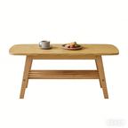 39 Inch Solid Wood Coffee Table with Double Layer Storage.