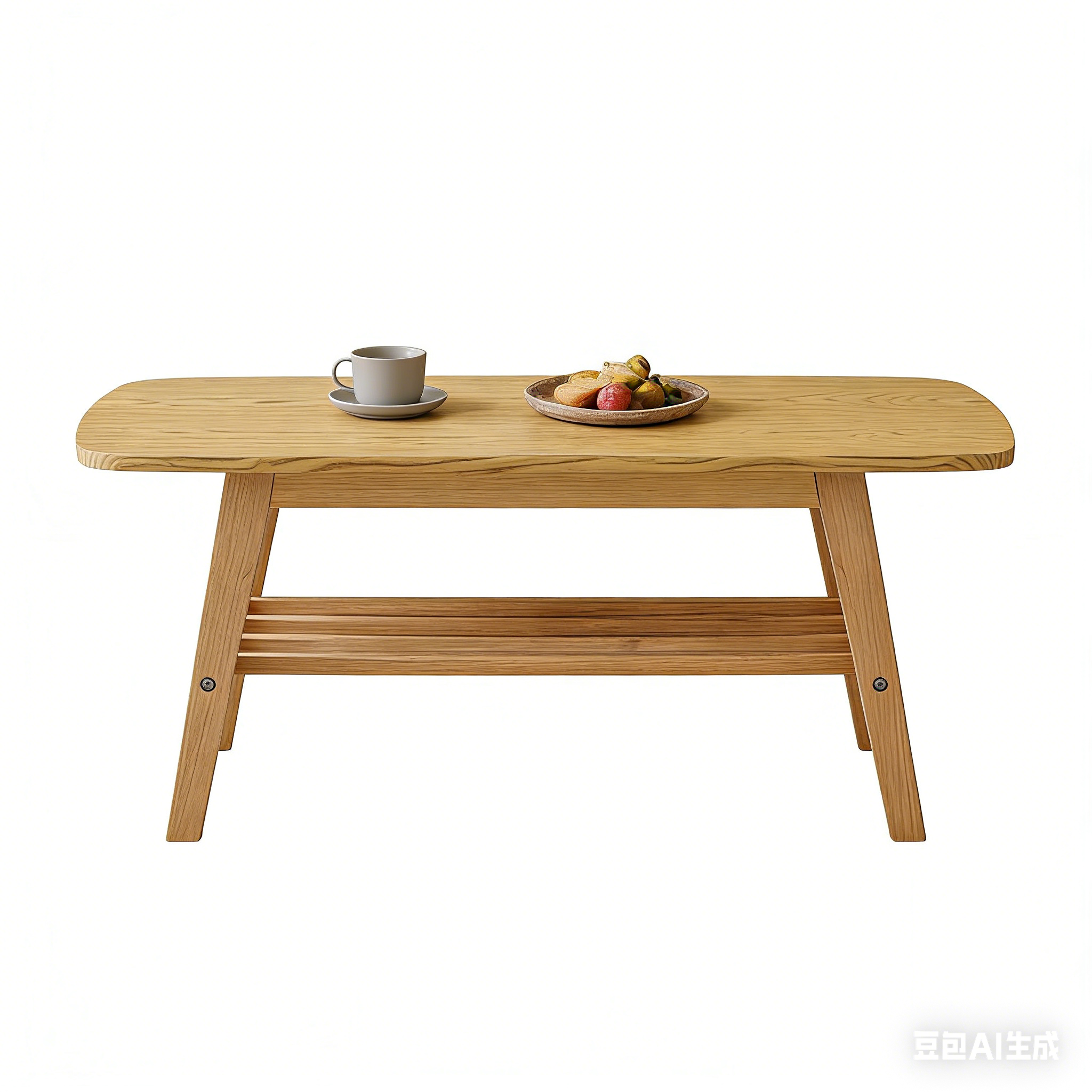 39 Inch Solid Wood Coffee Table with Double Layer Storage.