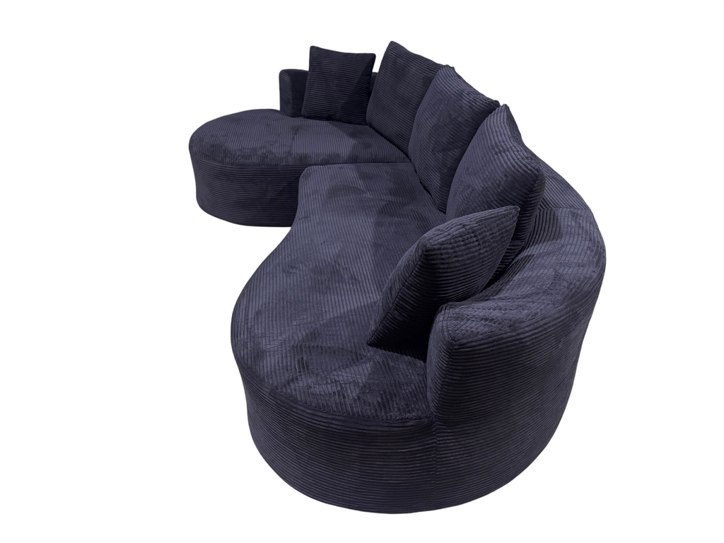 Curved Sectional Couch 2 Piece Set - Black.