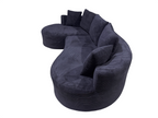 Curved Sectional Couch 2 Piece Set - Black.