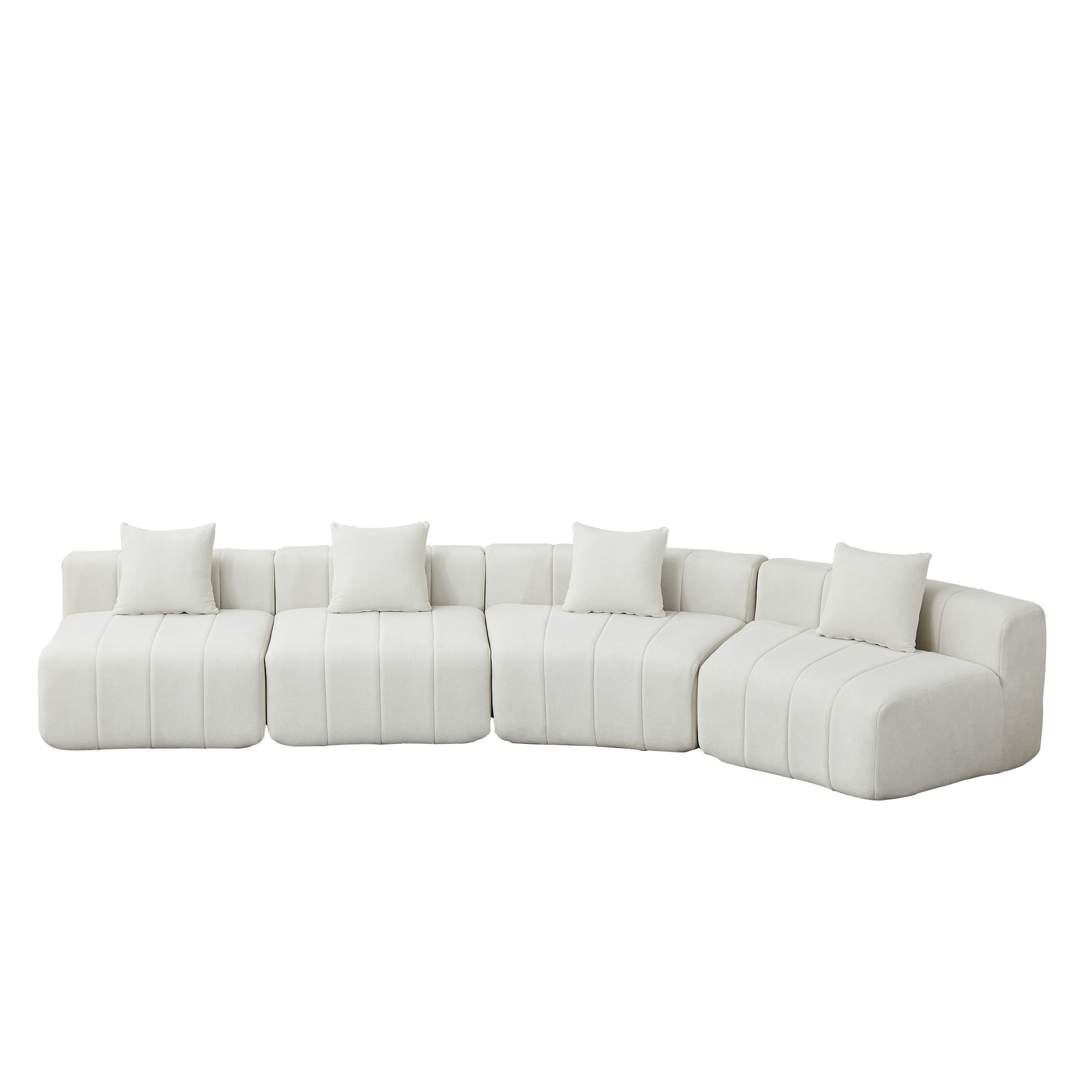 Curved Sectional Sofa with 4 Pillows for Stylish Seating.