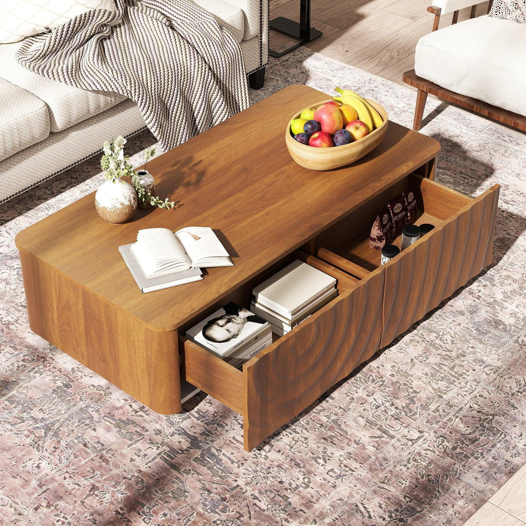 Mid Century Coffee Table with Storage and Unique Design.