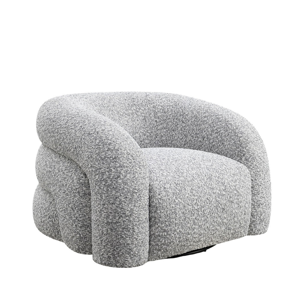 Swivel Chair Gray - Contemporary Style with a curved back and thick cushioning, ideal for modern living spaces or reading nooks.