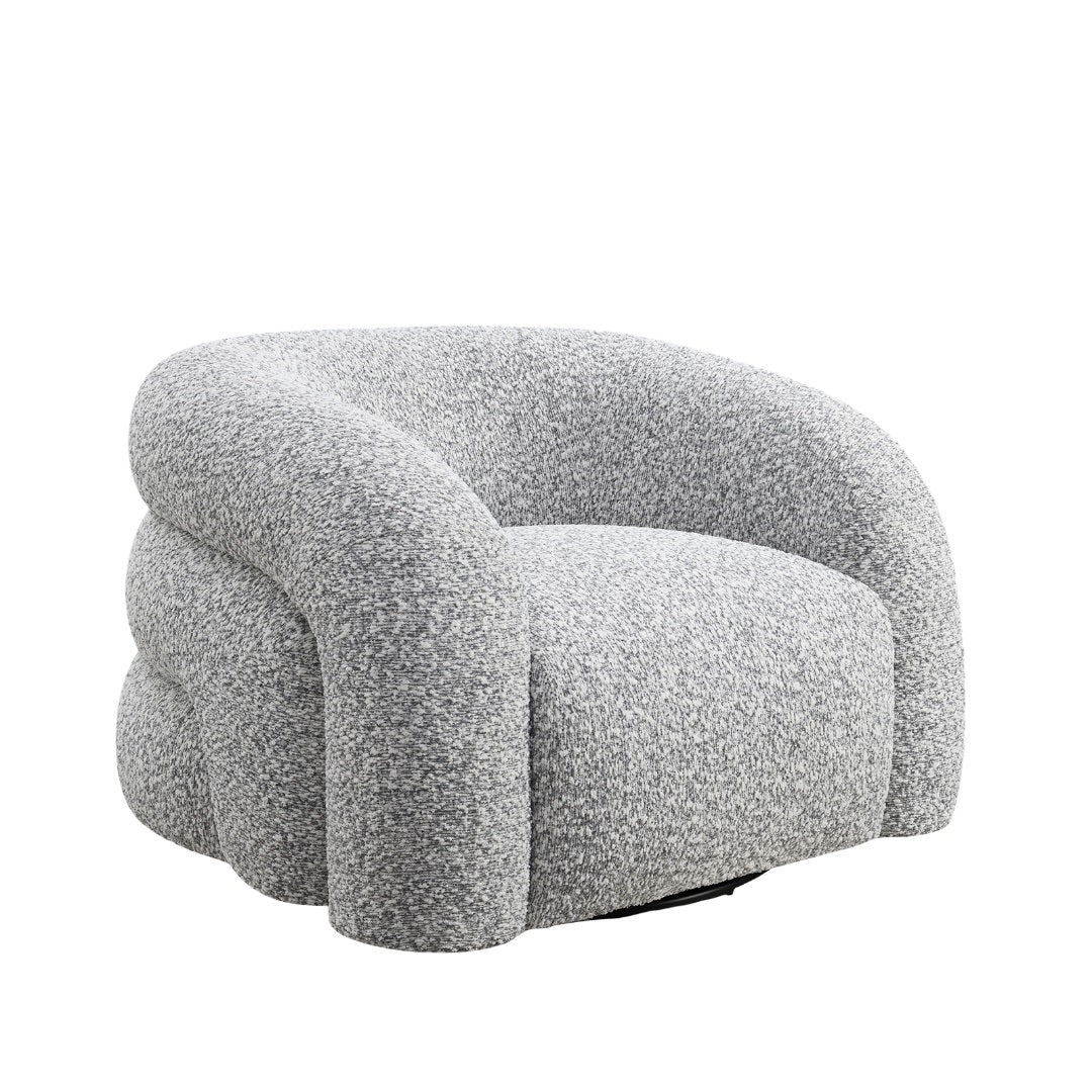 Swivel Chair Gray - Contemporary Style with a curved back and thick cushioning, ideal for modern living spaces or reading nooks.