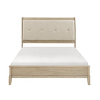 Beige Upholstered Full Bed - Rustic Farmhouse Charm.