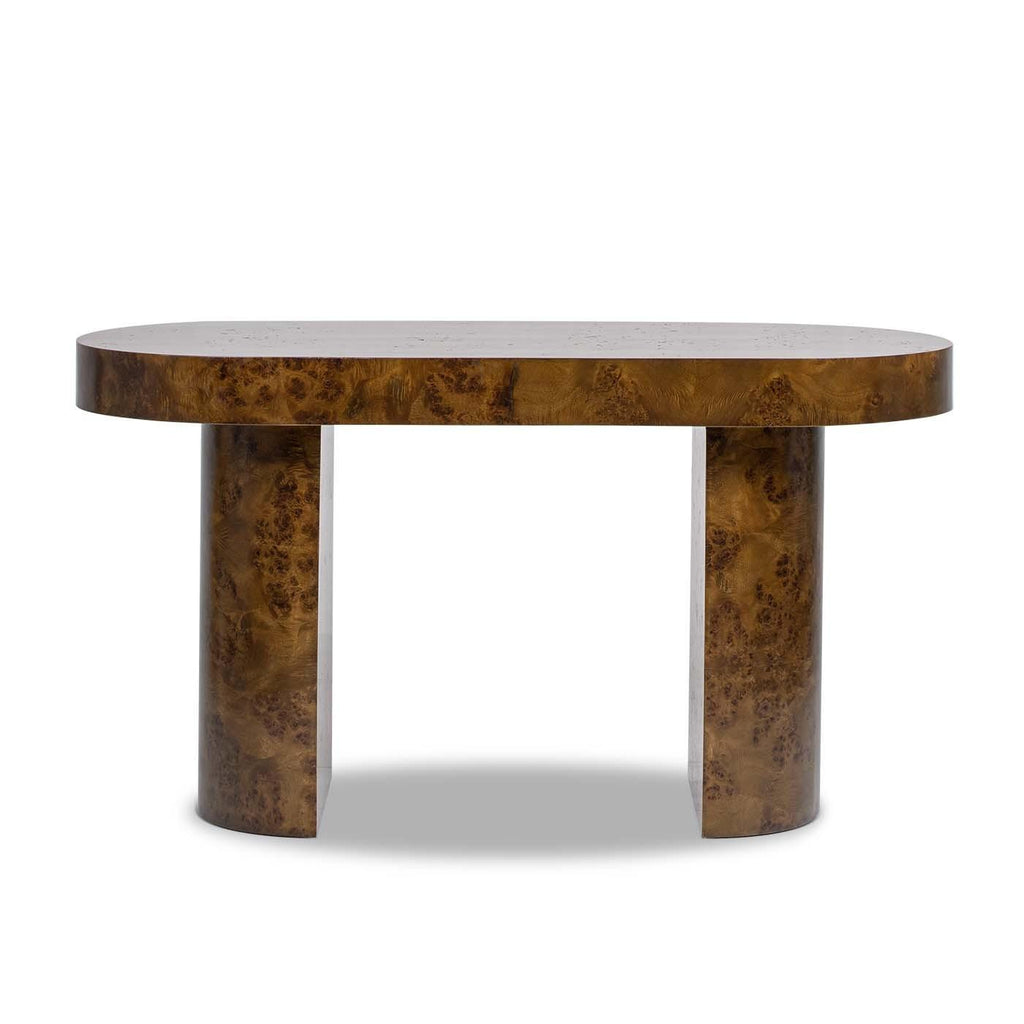 Jesse Oval Computer Desk with Drawer in Dark Brown.