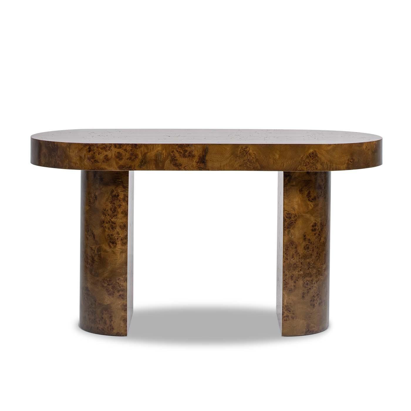 Jesse Oval Computer Desk with Drawer in Dark Brown.