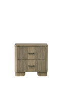 Lakkari Antique Oak Nightstand with 2 Drawers and Metal Glides