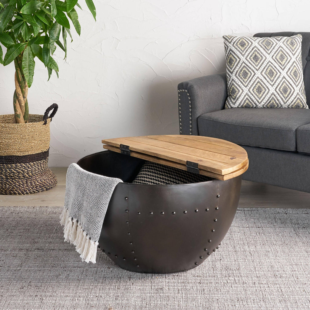 Modern Industrial Wooden & Iron Coffee Table.