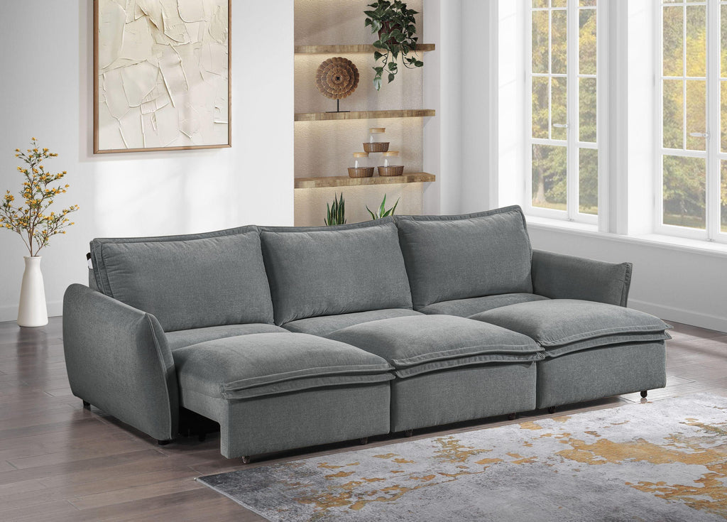 Gray Chenille Sleeper Sofa - Eaden Power Sofa.