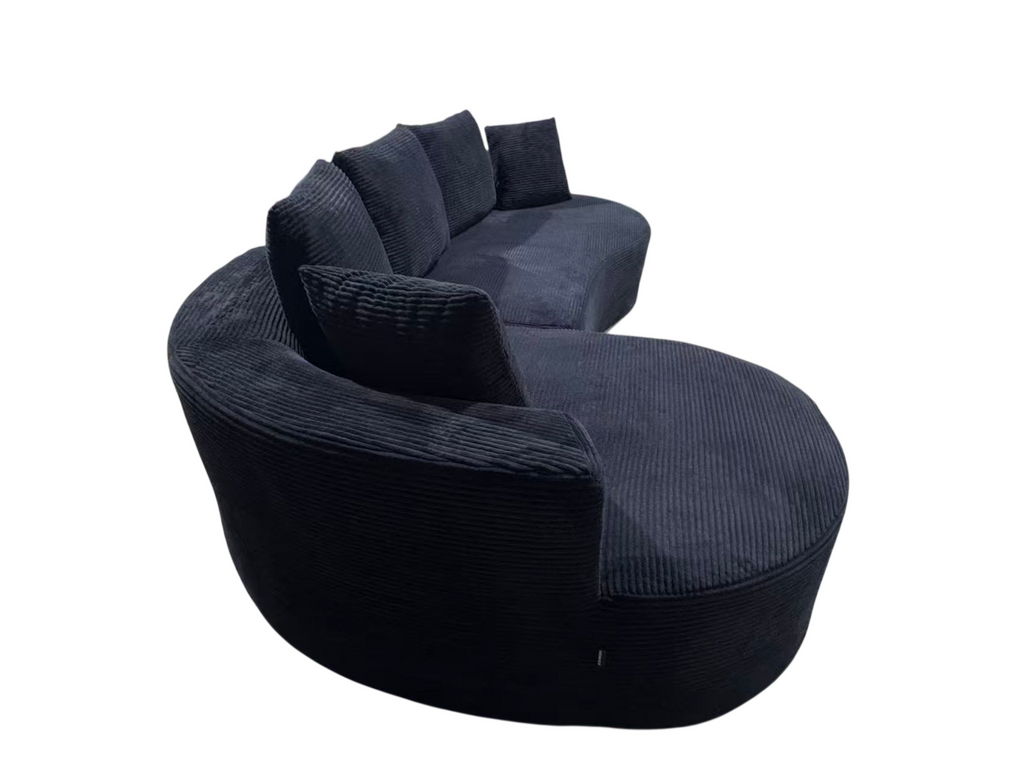 Curved Sectional Couch 2 Piece Set - Black.
