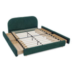 Queen Size Upholstered Bed Frame in Green.
